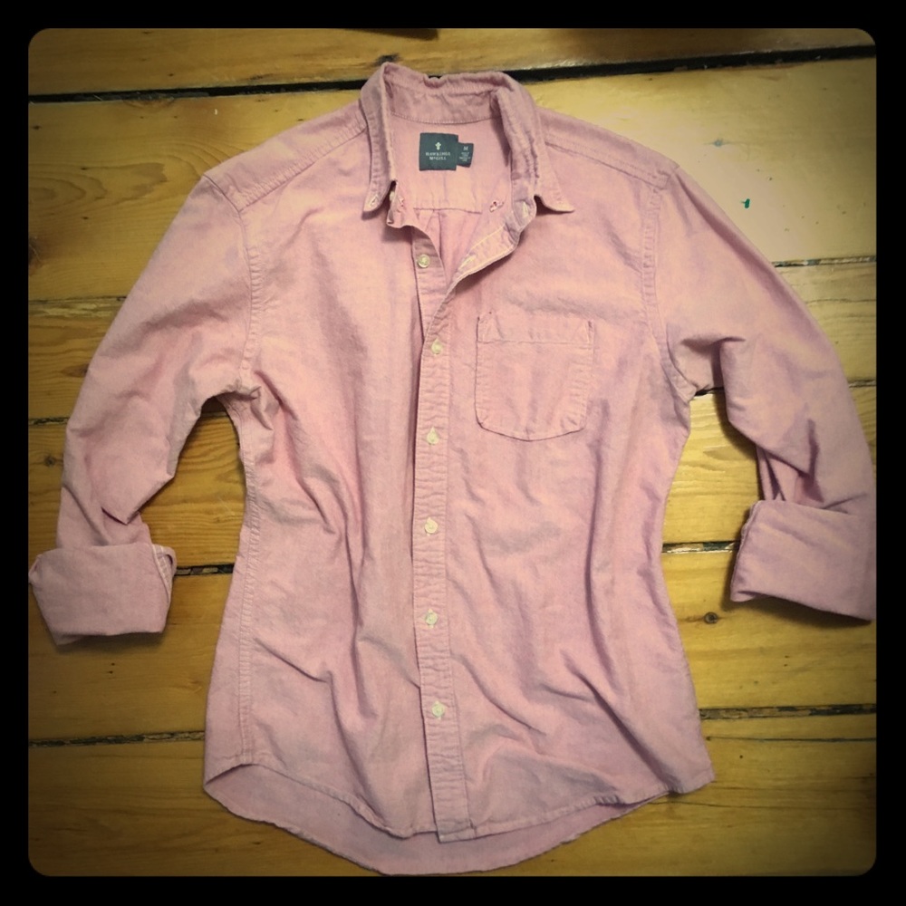 UO Hawking McGill pink cotton button down collar - Picture 3 of 8